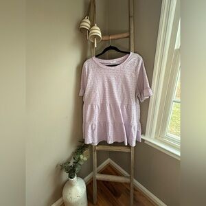 Lavender Eyelet Peplum Tee